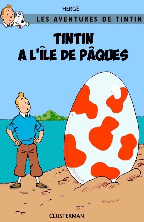 Tintin à l’île de Paques.
