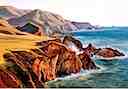 Les falaises de Big-Sur. Peinture de Ray Strong, peintre des paysages californiens (1905-2006).