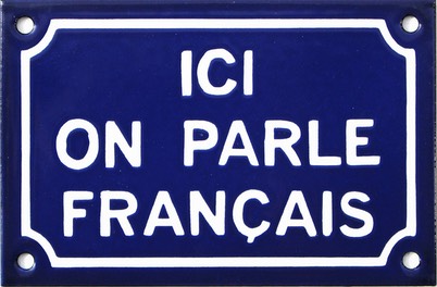 plaque-de-rue-emaillee-de-10x15cm-en-relief-plate-faite-au-pochoir-ici-on-parle-francais