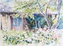 Jean-Louis Deaucourt. "Au fond du jardin". Aquarelle - 40 X 50.